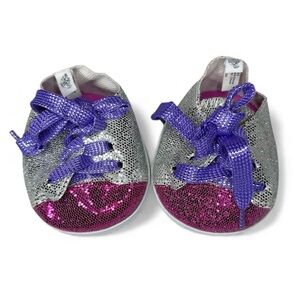 Build-a-Bear Sparkly Tennis Shoes Stuffed Animal Plush Glitter Toe Sneakers